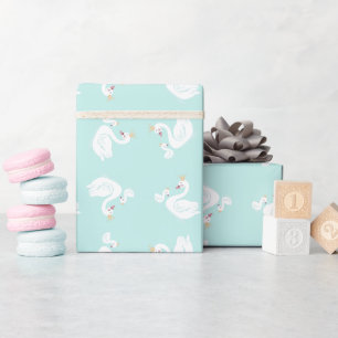 Swan Birthday Party Teal Wrapping Paper