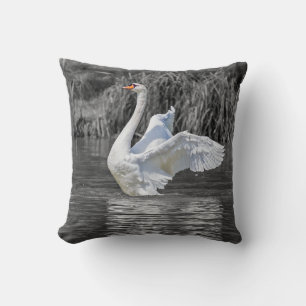 Swan Black and White Photography Cushion