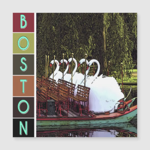Swan Boats in Summer - Boston magnetic card