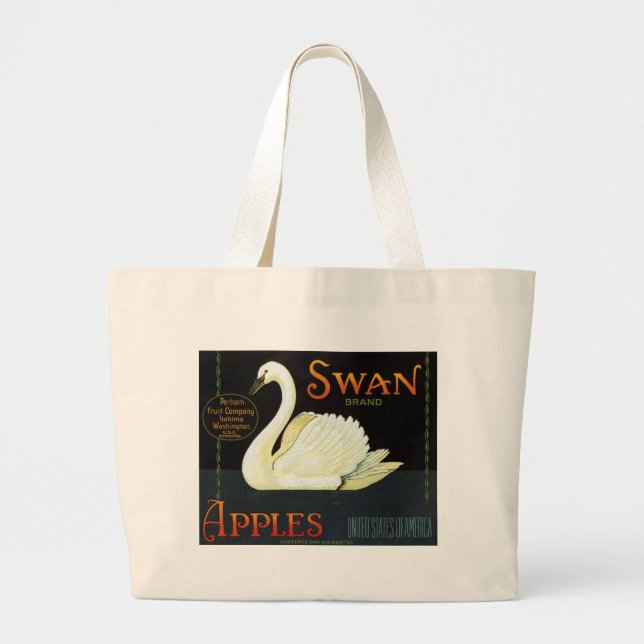 Swan Brand Apples Large Tote Bag (Front)