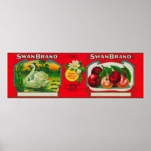 Swan Cherry LabelOakland, CA Poster (Front)