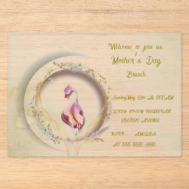 Swan chic MOTHER party  Acrylic Invitations (Front)