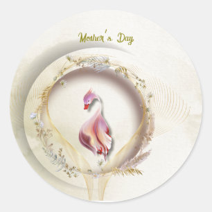 Swan chic MOTHER party Classic Round Sticker
