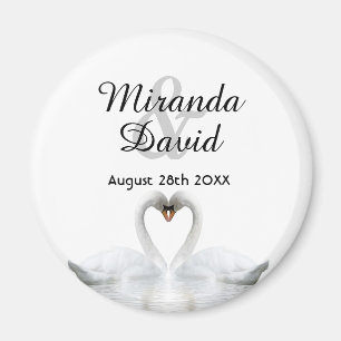 Swan couple names monogram wedding magnet