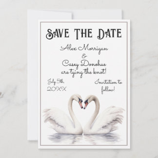 Swan Couple Save The Date Invitation
