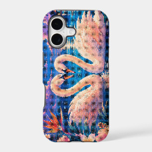 Swan Couple Tropical Date Night Geometric Style