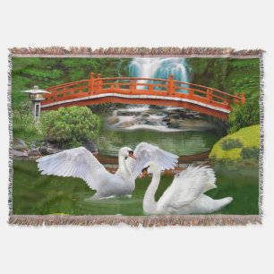 Swan Courtship Throw Blanket