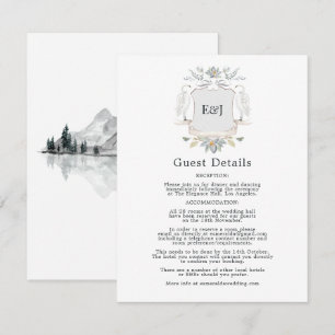 Swan Crest Elegant Lake Wedding Guest Details Enclosure Card