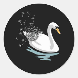 Swan Dandelion T-Shirt Classic Round Sticker