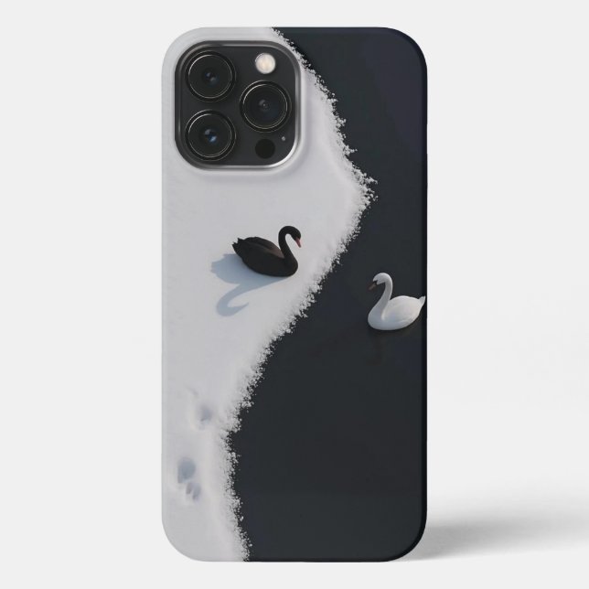Swan Duality: Elegance in Contrast – iPhone Case (Back)