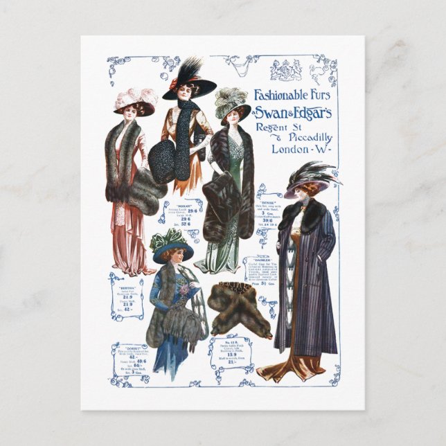 Swan & Edgar’s Fashionable Furs #A Postcard (Front)