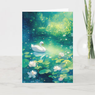 Swan Elegance in Still Waters Card
