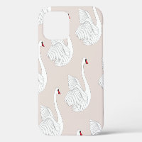Swan Elegance: Ornamental White Pattern.