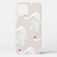 Swan Elegance: Ornamental White Pattern.