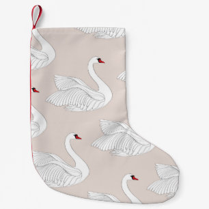Swan Elegance: Ornamental White Pattern. Small Christmas Stocking