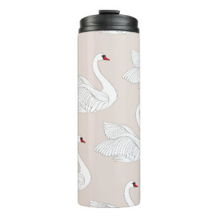 Swan Elegance: Ornamental White Pattern. Thermal Tumbler