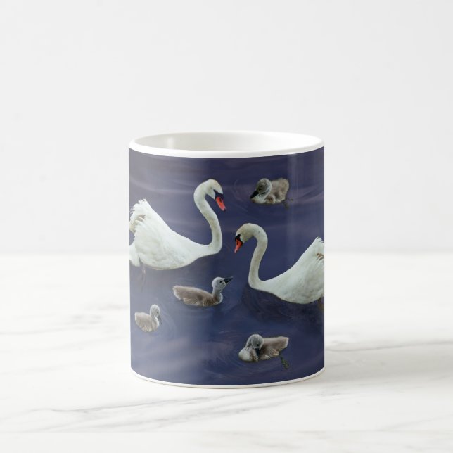 swan family 4 babies coffee mug (Center)