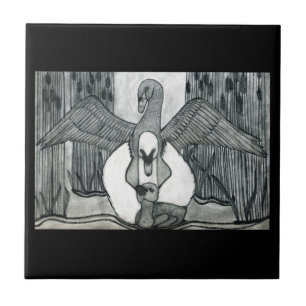 Swan Family Ceramic Tile