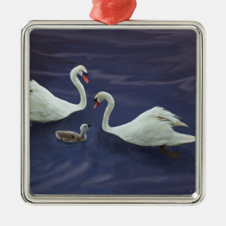 swan family metal tree decoration