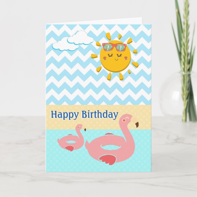 Swan Floats In Water Birthday Card (Front)