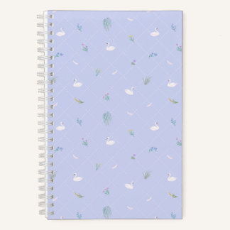 Swan Floral Blue Notebook