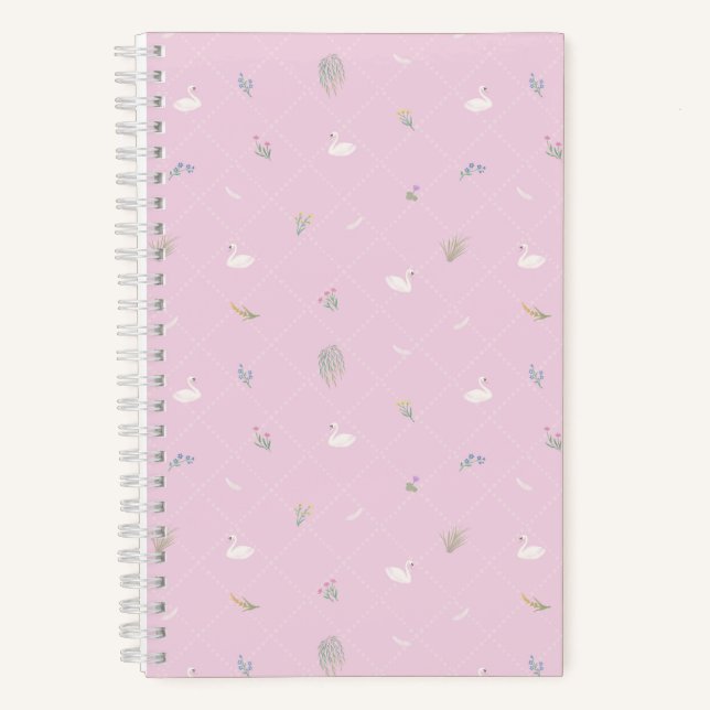 Swan Floral Pink Notebook (Front)