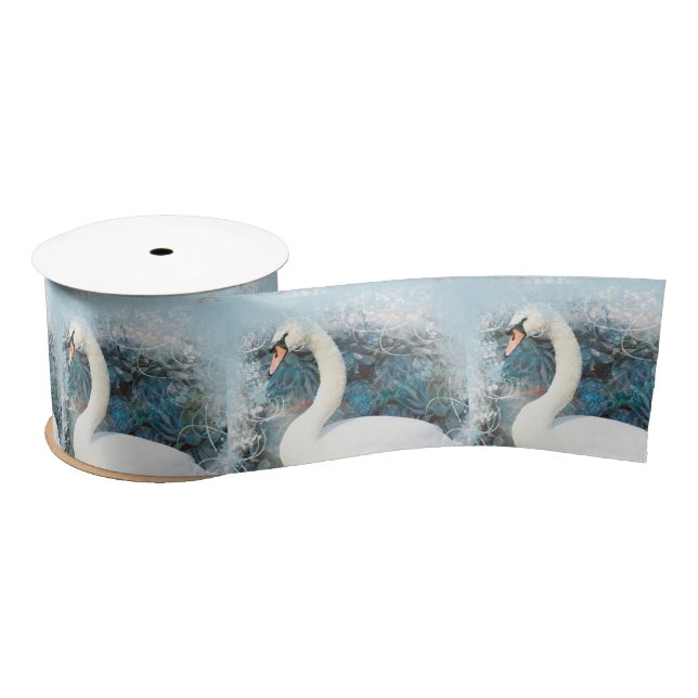 Swan floral swirl satin ribbon (Spool)