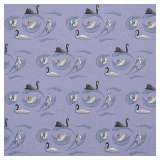 Swan Frenzy Fabric (Lilac) (Swatch)