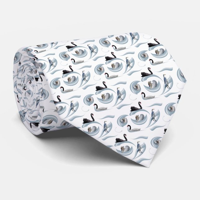 Swan Frenzy Tie Double Sided Print (click color) (Rolled)