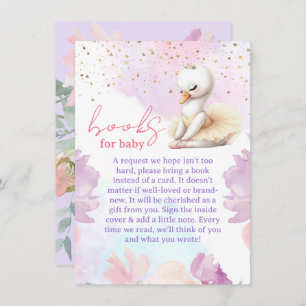 Swan Girl Baby Shower Book Request Enclosure Card