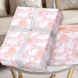 Swan Girl Birthday Name Pink Wrapping Paper<br><div class="desc">Birthday Wrapping Paper featuring a lovely princess swan and the name,  in pink,  golden yellow and white for a baby girl or a little girl. Easily personalise the text. - Kate Eden Art</div>