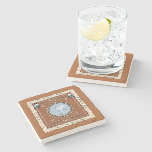 Swan Grace Energy Stone Coaster (Side)
