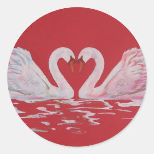 Swan Heart Classic Round Sticker