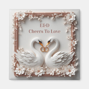 🕊️ Swan Heart Floral Frame Wedding Collection 🕊️ Magnet