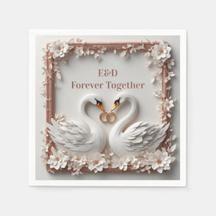 🕊️ Swan Heart Floral Frame Wedding Collection 🕊️ Napkin