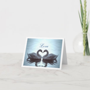 Swan Heart Moire in teal Holiday Card