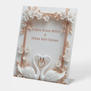 💍 Swan Heart Wedding Decor With Floral Frame 💍 Pedestal Sign