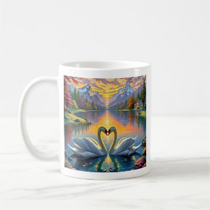 Swan Hearts in Sunset Bliss Coffee Mug