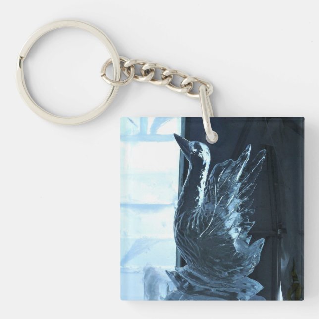 Swan Ice Sculpture, Quebec, Canada Key Ring (Front)