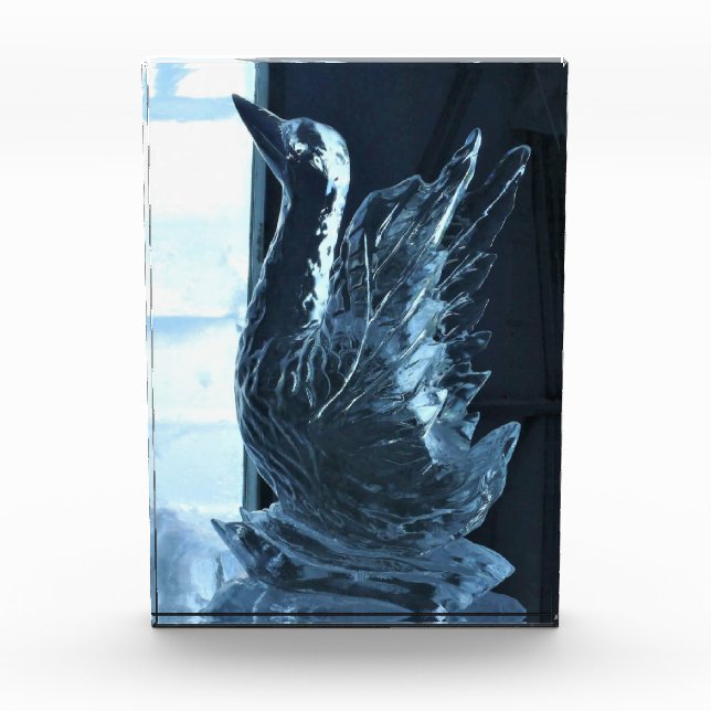 Swan Ice Sculpture, Quebec, Canada Photo Block (Front)