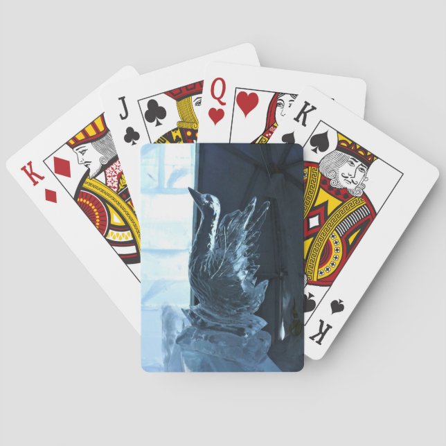 Swan Ice Sculpture, Quebec, Canada Playing Cards (Back)