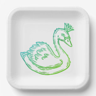 Swan in crown paper plate