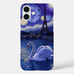 “Swan in Paris: Starry Reflections” iPhone 16 Plus Case