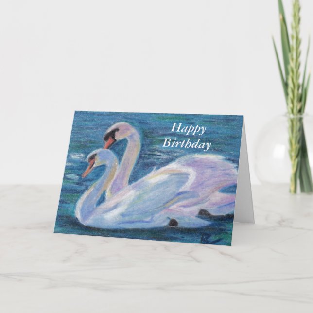 Swan Lake aceo Birthday Card (Front)