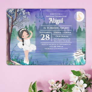 Swan Lake Ballet Spring Pretty Ballerina Birthday Invitation