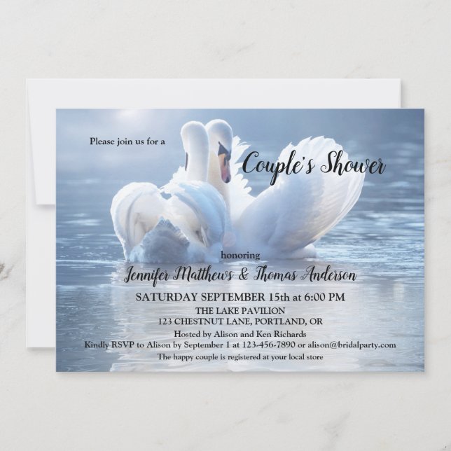 Swan Lake Bridal Couple Shower Invitation (Front)