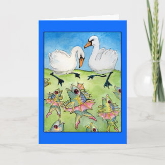 Swan Lake, dancing fish greeting card