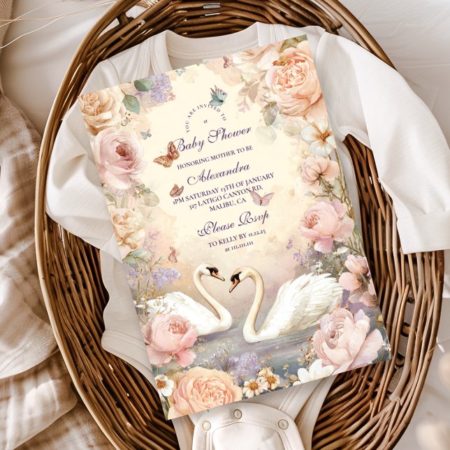 Swan Lake Garden Baby Shower Invitation (Creator Uploaded)