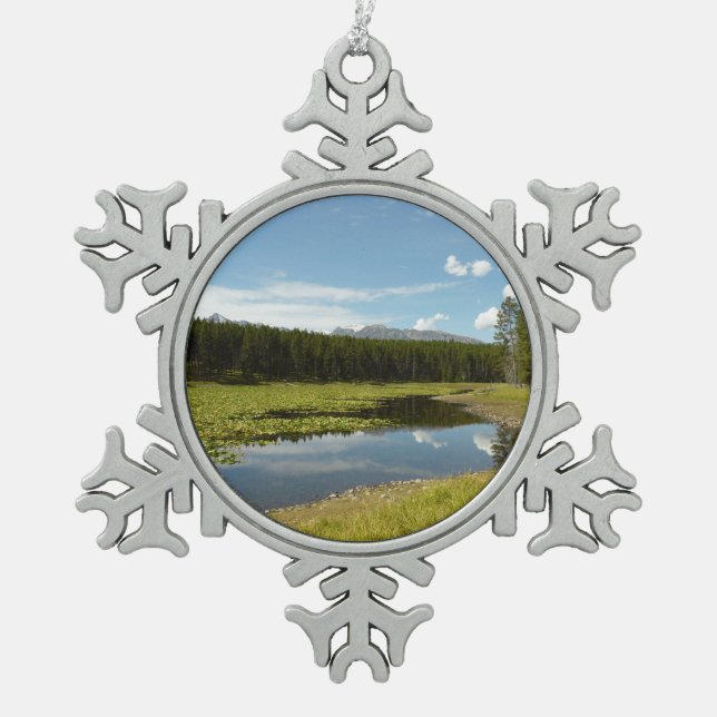 Swan Lake I at Grand Teton National Park Snowflake Pewter Christmas Ornament (Front)