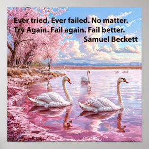 🦢 Swan Lake Pink Tree Dreamscape Inspirational  Poster